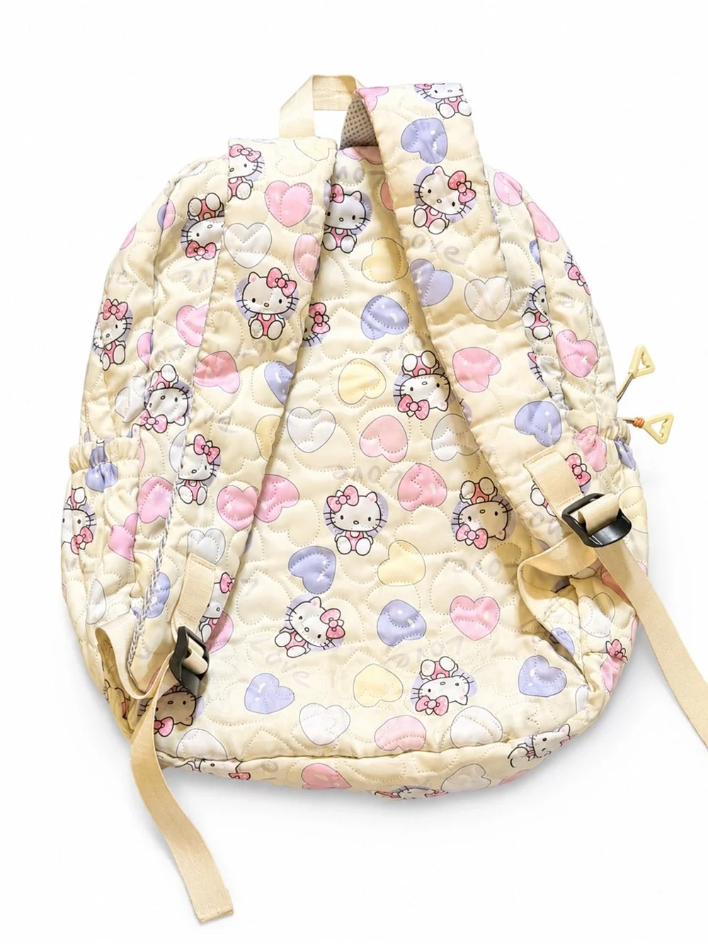 Hello Kitty Pastel Heart Quilted Backpack Cream Pink Lavender